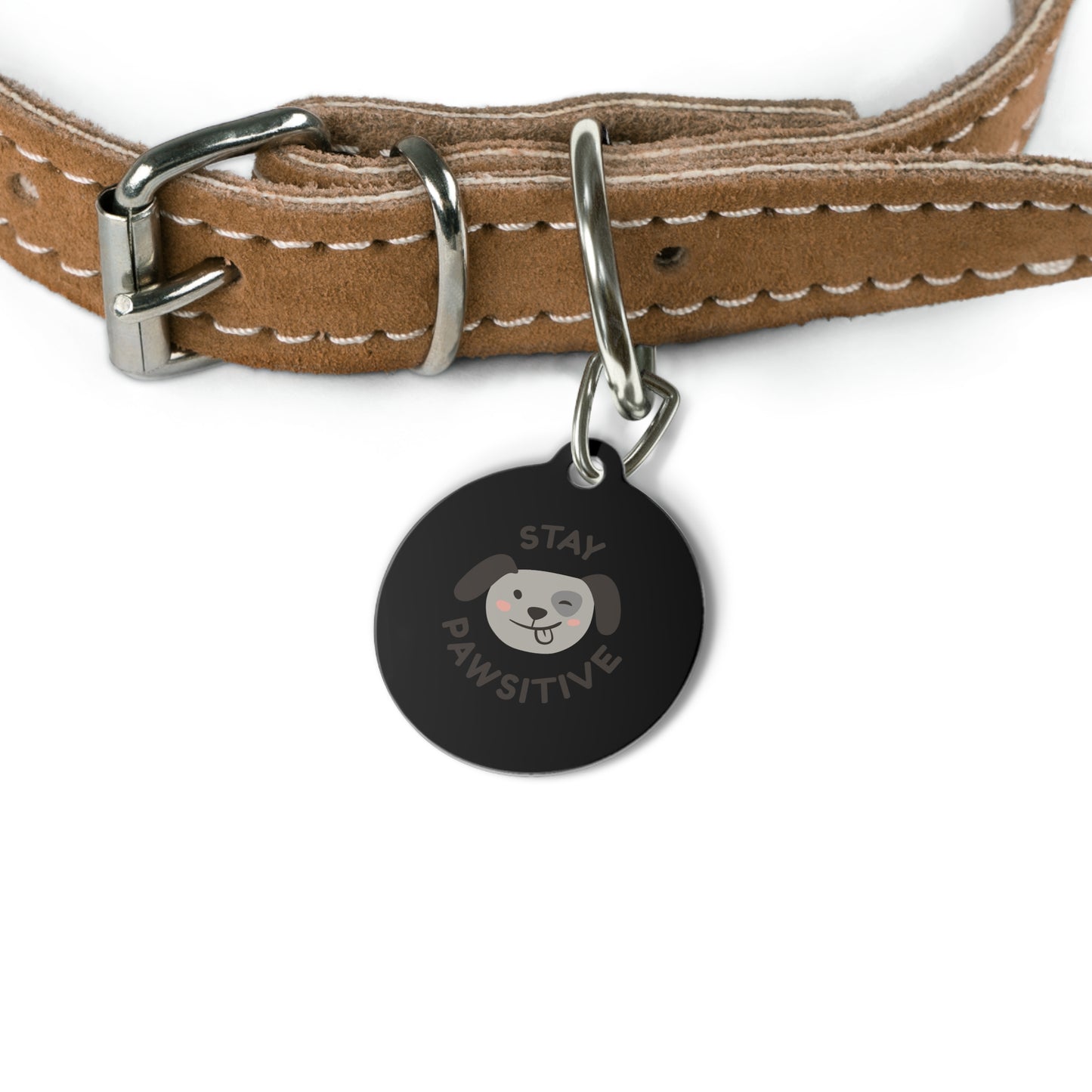 Stay Pawsitive Pet Tag, Personalized Dog Tag