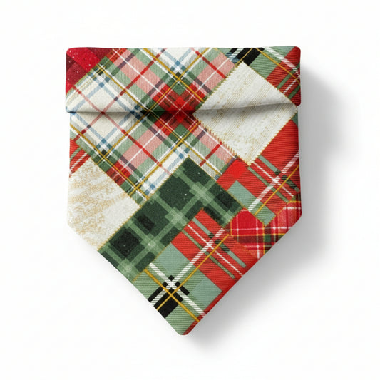 Cozy Patchwork Plaid Christmas Dog Bandana 🎄🐾