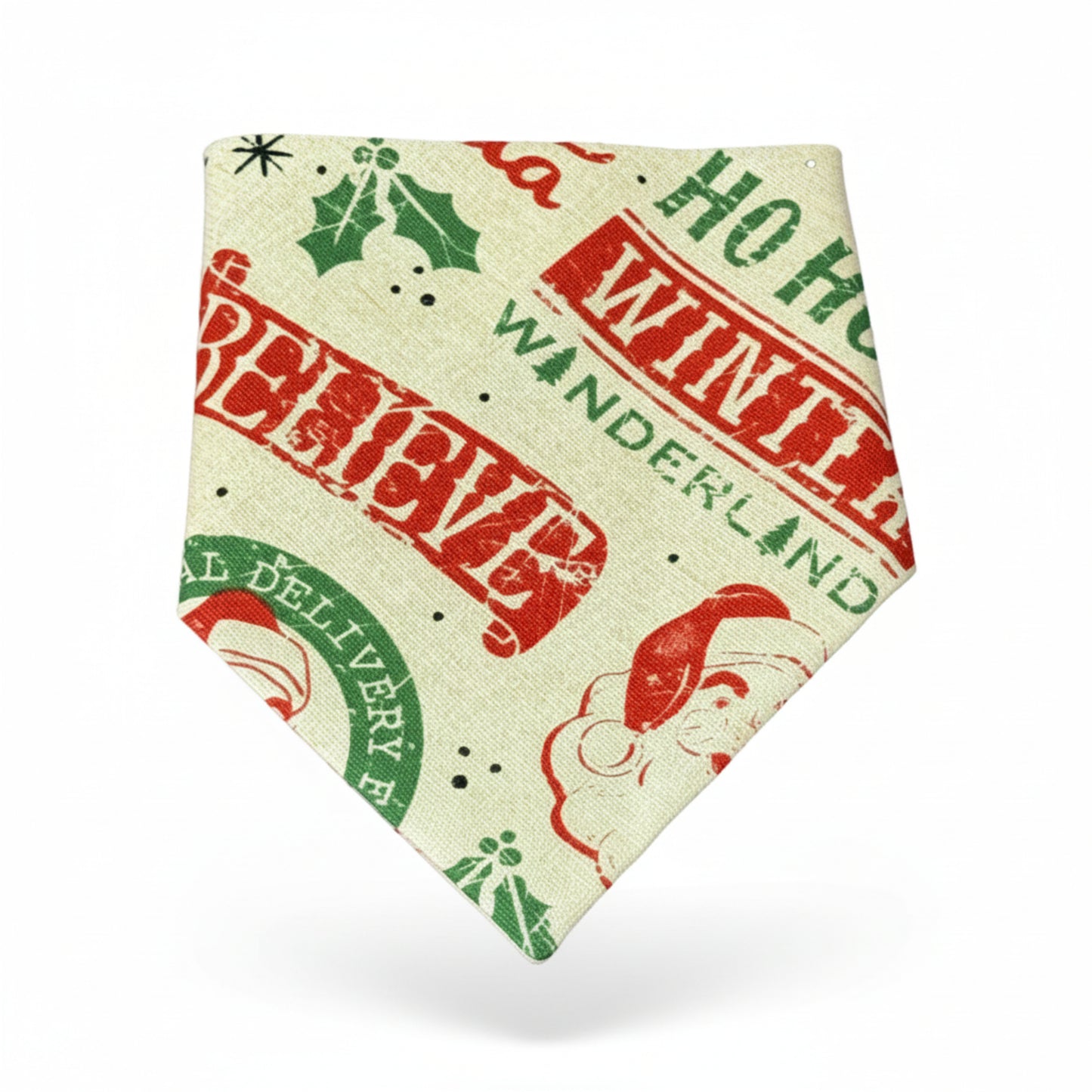 Believe in the Woof” Vintage Christmas Dog Bandana 🎄🐾