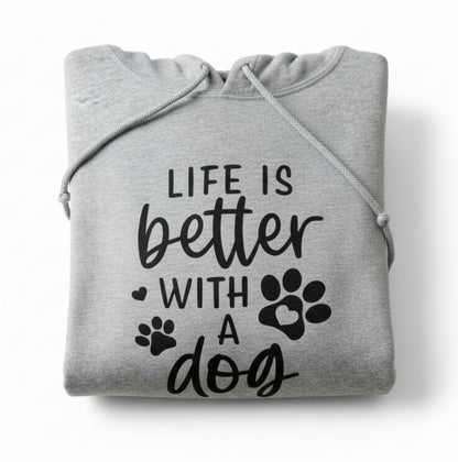 “Life Is Better With a Dog” Adult Fleece Hoodie