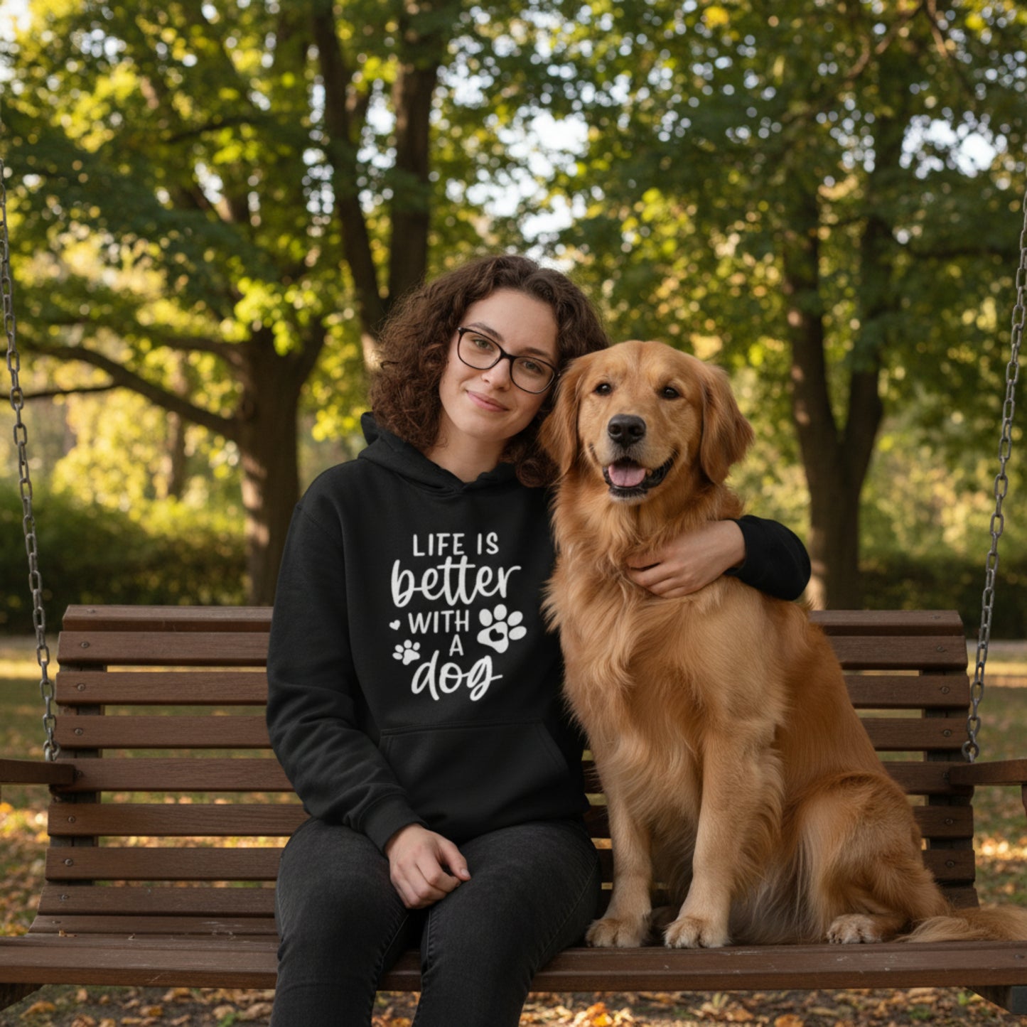 “Life Is Better With a Dog” Adult Fleece Hoodie