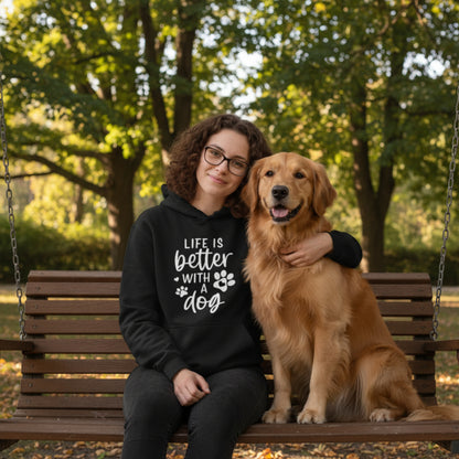“Life Is Better With a Dog” Adult Fleece Hoodie