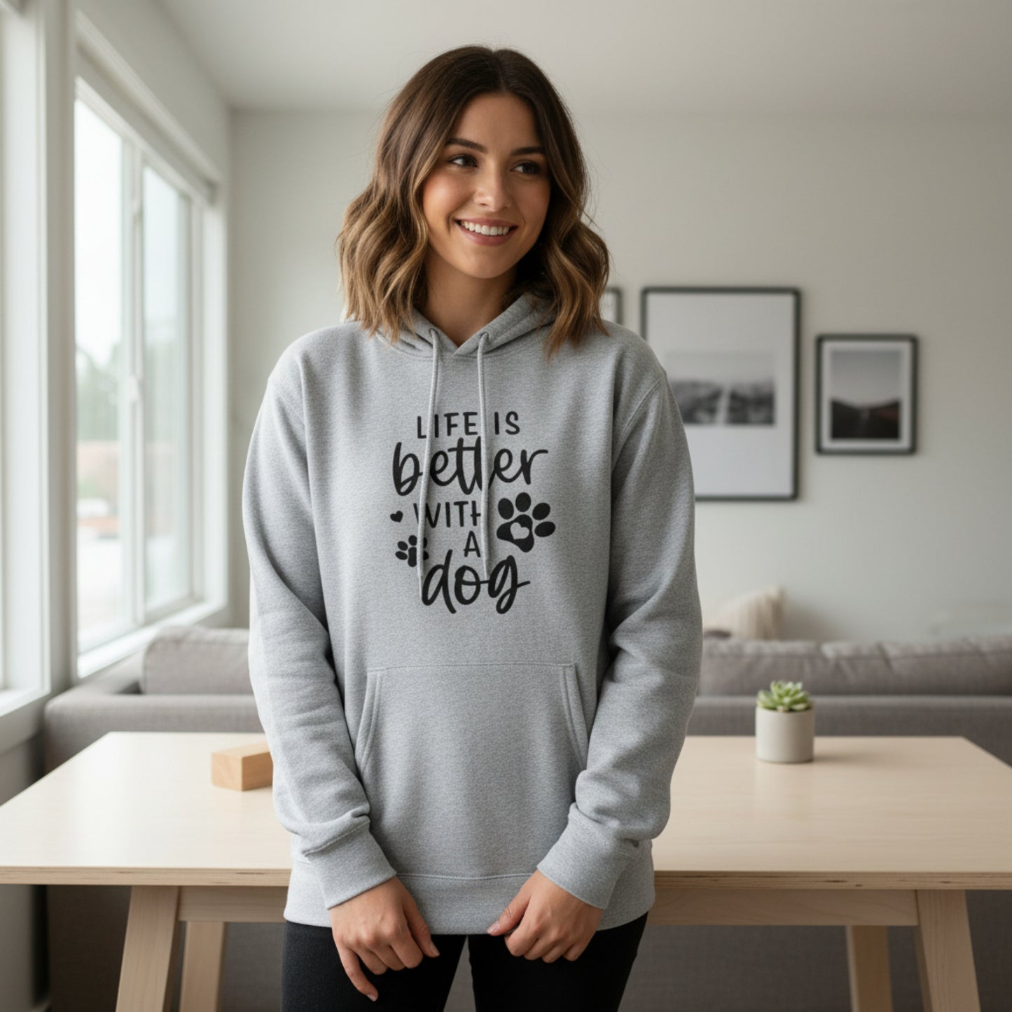 “Life Is Better With a Dog” Adult Fleece Hoodie