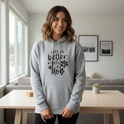 “Life Is Better With a Dog” Adult Fleece Hoodie