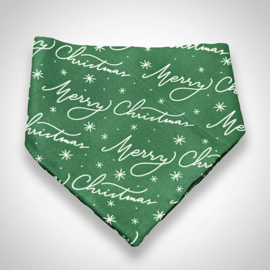 Holiday Green “Merry Christmas” Bandana 🐾
