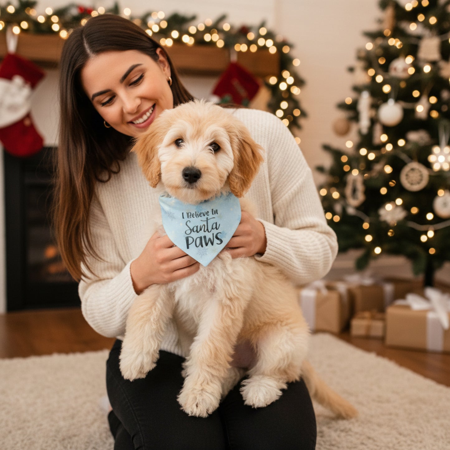 “I Believe in Santa Paws” Holiday Dog Bandana ❄️🐾